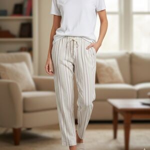 Schweitzer Linen Nightwear Collection Striped Cotton Pajama Pants Small